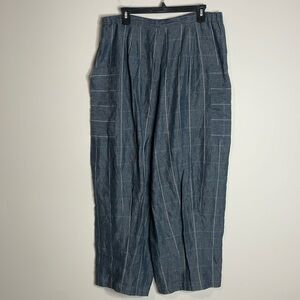 Shirin Guild | Women’s 100% Linen Lagenlook Pants Size Small Blue Striped